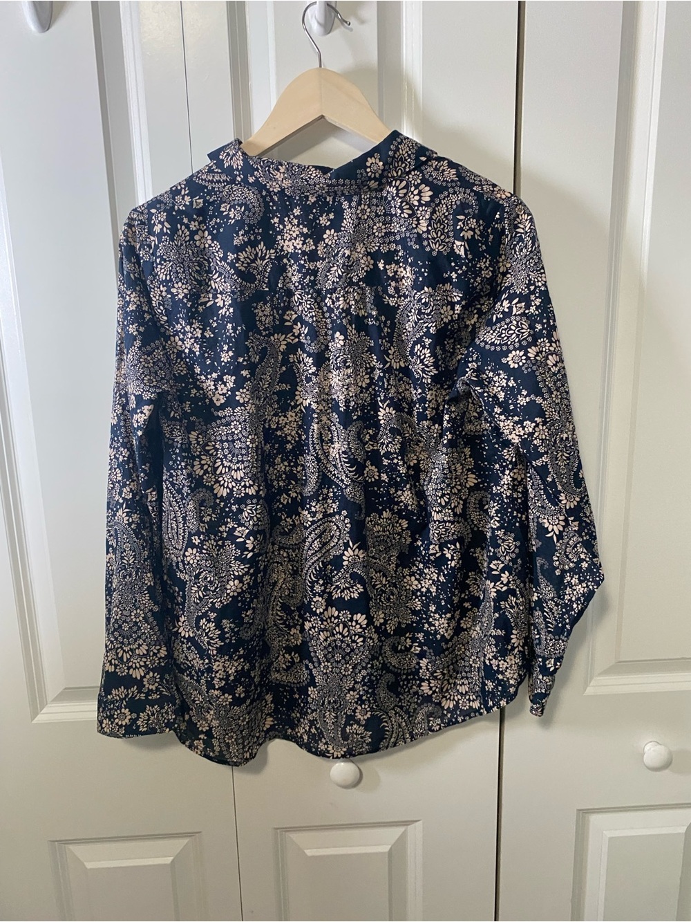 J Jill Navy Floral Paisley Button-Front Blouse - Picture 4 of 8